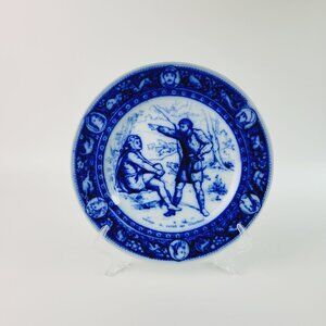 Antique Neoclassical Wedgwood Flow Blue Dinner Plate Ivanhoe The Swineherd c1903
